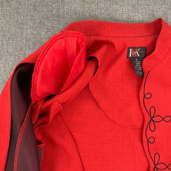 R&K Elegant Red Open Jacket Long Sleeve‎ 100% Polyester Sz 16 Lightweight - Picture 9 of 11